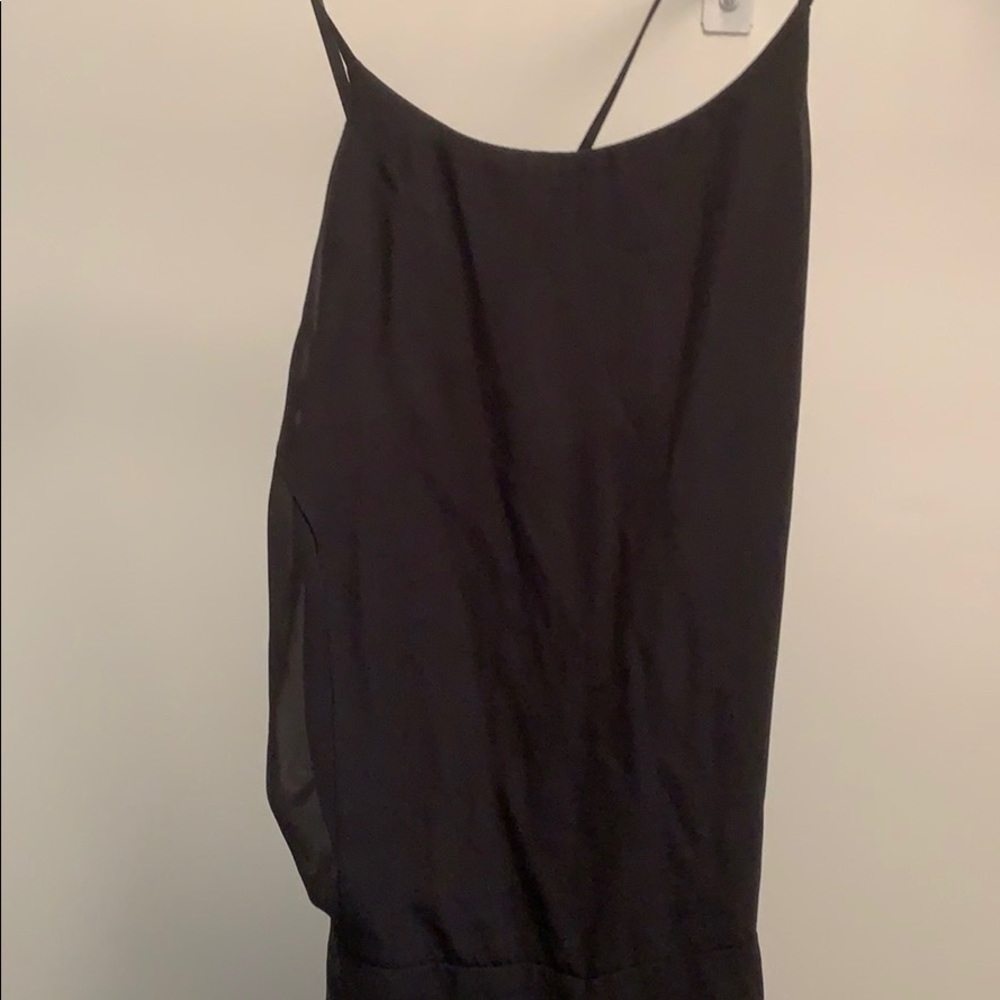 Black pantsuit with sheer legs